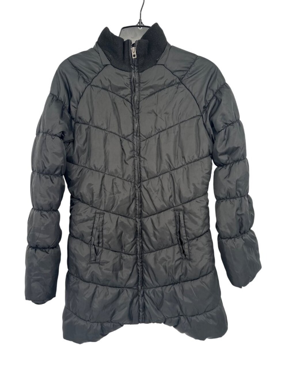 Lucky Brand Black Puffer Jacket girls size large Full Zip  Winter Coat